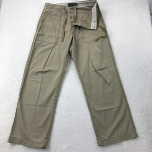 Vintage Y2K American Eagle Pants Mens M Beige Button Fly Corded Wide Leg Preppy